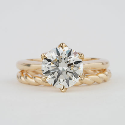 Round 3CT Lab Diamond Ring Set with Twisted Wedding Band