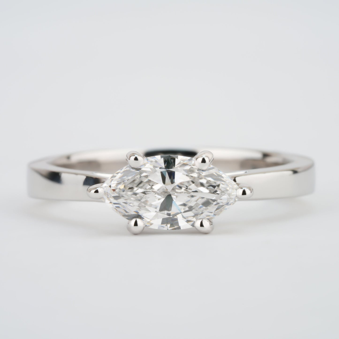 East West Marquise Lab Diamond Engagement Ring