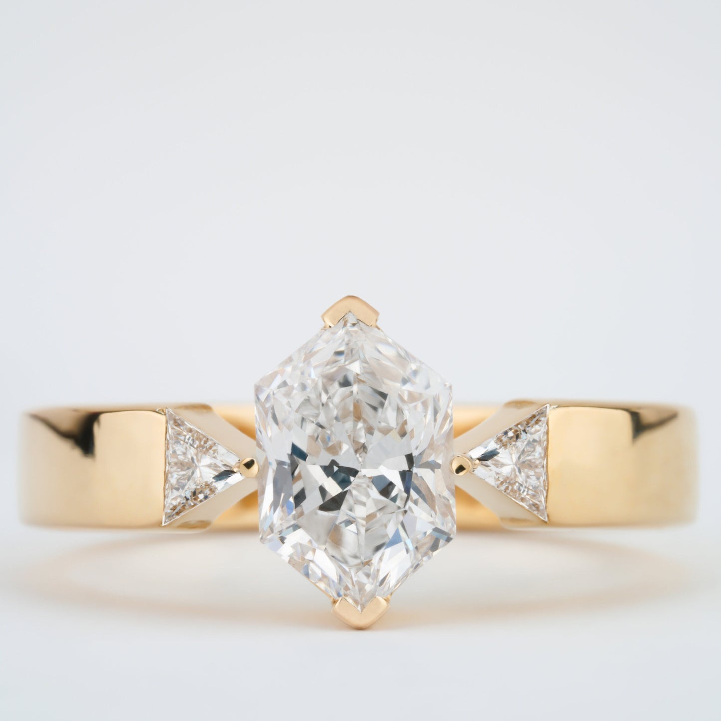 Dutch Marquise Lab Diamond Ring, Bold Band Triangle Wedding Ring
