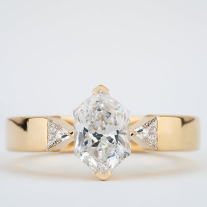 Dutch Marquise Lab Diamond Ring, Bold Band Triangle Wedding Ring