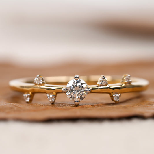 Lab Diamond Engagement Ring – Minimalist Art Deco Ring for Women
