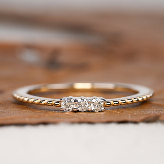 Thin Triple Stone Diamond Ring | Daily Wear Stacking Ring