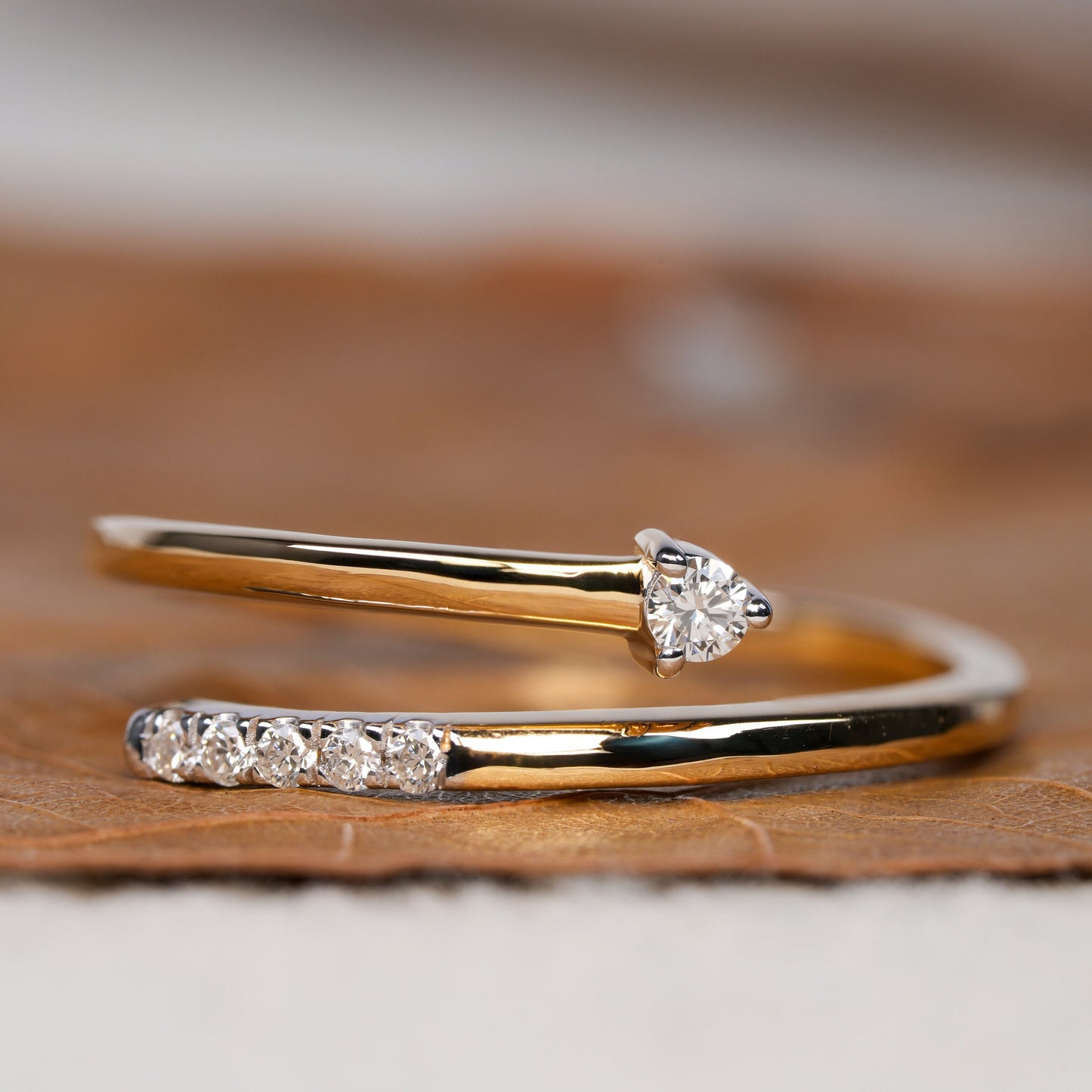 Open cuff lab diamond ring—minimal, adjustable, stackable