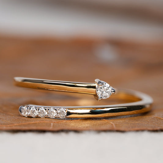 Open cuff lab diamond ring—minimal, adjustable, stackable
