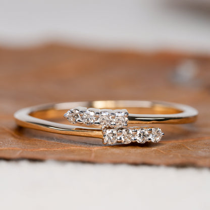 Lab Diamond Bypass Ring – 14K Gold Minimal Crossover Ring