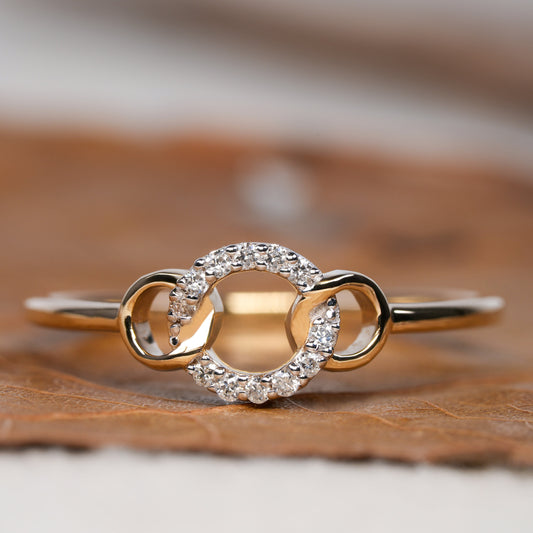 14K Gold Lab Diamond Open Circle Stackable Ring