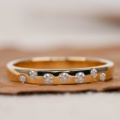 14K Gold Flush Set Round Lab Diamond Stacking Ring