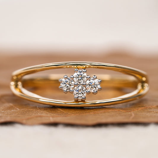 Round Lab Diamond Cluster Split Shank Engagement Ring