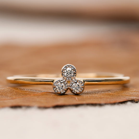 14K Gold Lab Grown Diamond Triangle Pave Stacking Ring