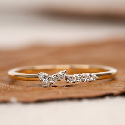 14K Gold Lab Grown Diamond Minimalist Cluster Wedding Ring