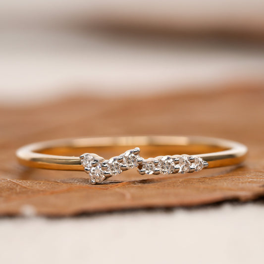 14K Gold Lab Grown Diamond Minimalist Cluster Wedding Ring