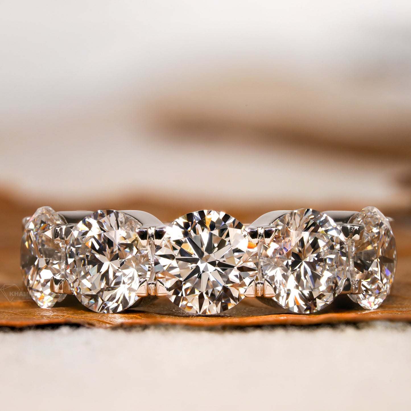 Round Lab Diamond Five-Stone Ring, IGI Certified Engagement Ring