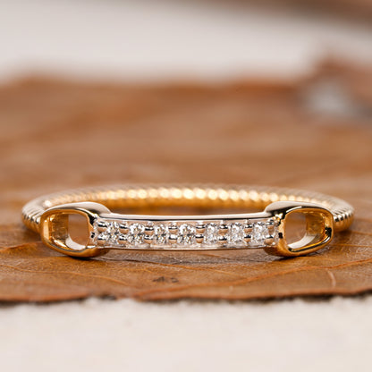 14K Gold Lab Diamond Chain Link Eternity Ring