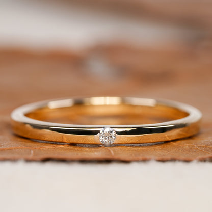 Single Round Lab Diamond Ring – Thin Minimalist Stacking Ring for Her