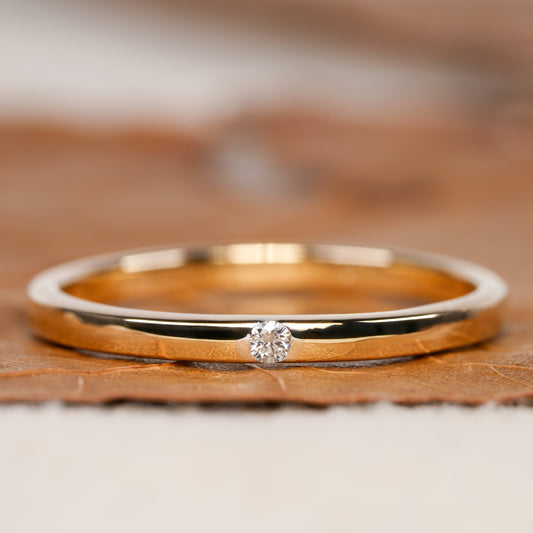 Single Round Lab Diamond Ring – Thin Minimalist Stacking Ring for Her