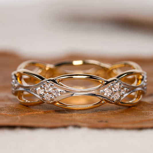 14K Gold Marquise Link Band Minimal Dainty Ring for her