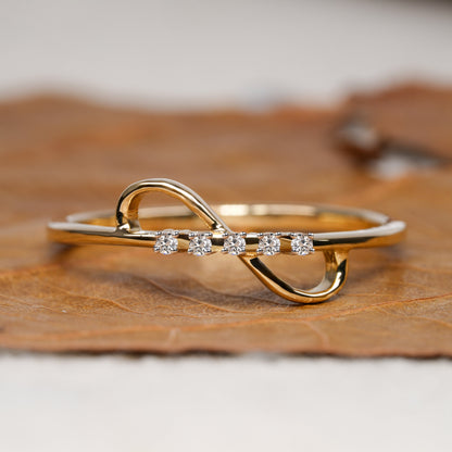 14K Yellow Gold Lab Diamond Infinity Minimalist Stacking Ring
