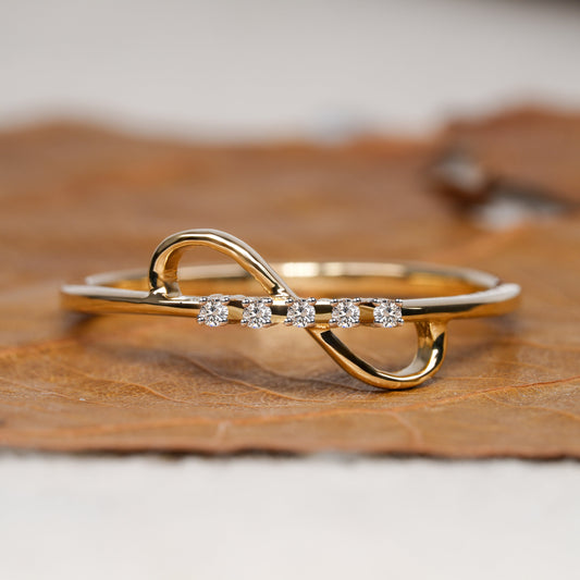 14K Yellow Gold Lab Diamond Infinity Minimalist Stacking Ring