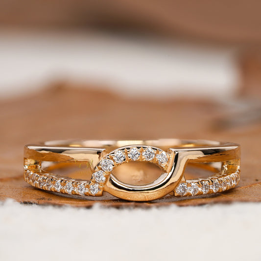 14K Gold Lab Grown Diamond Crossover Pave Wedding Band