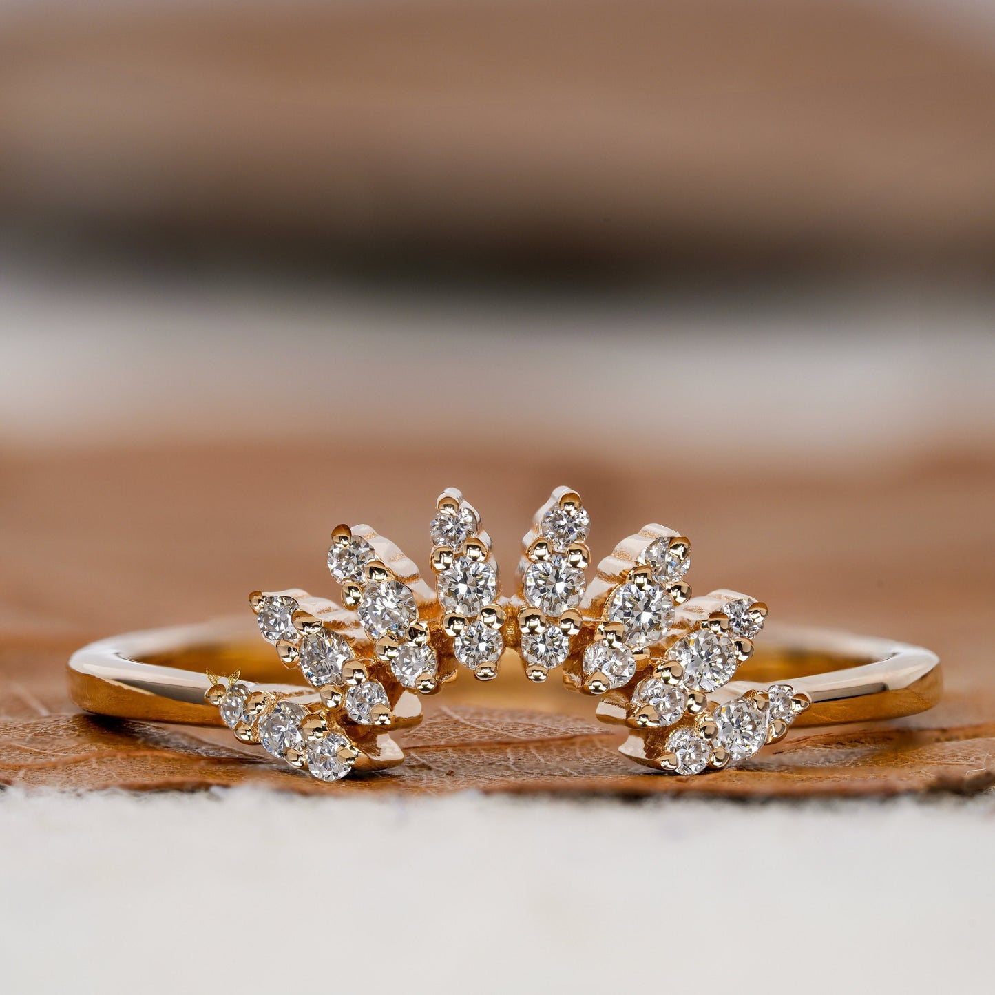 Round Lab Grown Diamond Curved Wedding Band