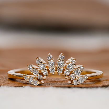 Round Lab Grown Diamond Curved Wedding Band