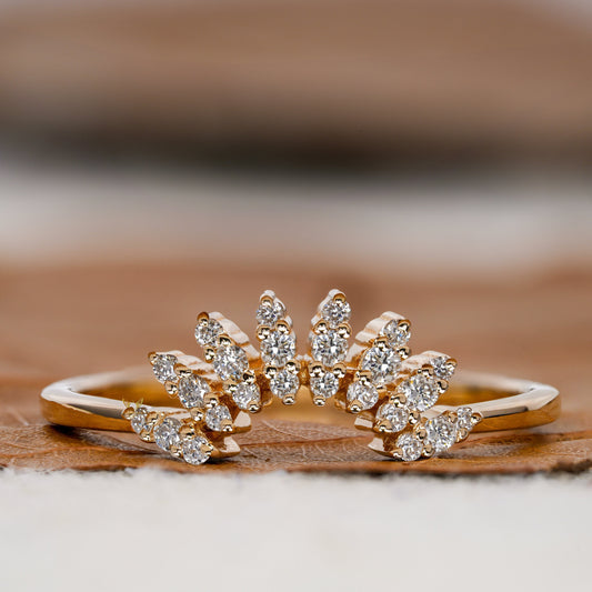 Round Lab Grown Diamond Curved Wedding Band