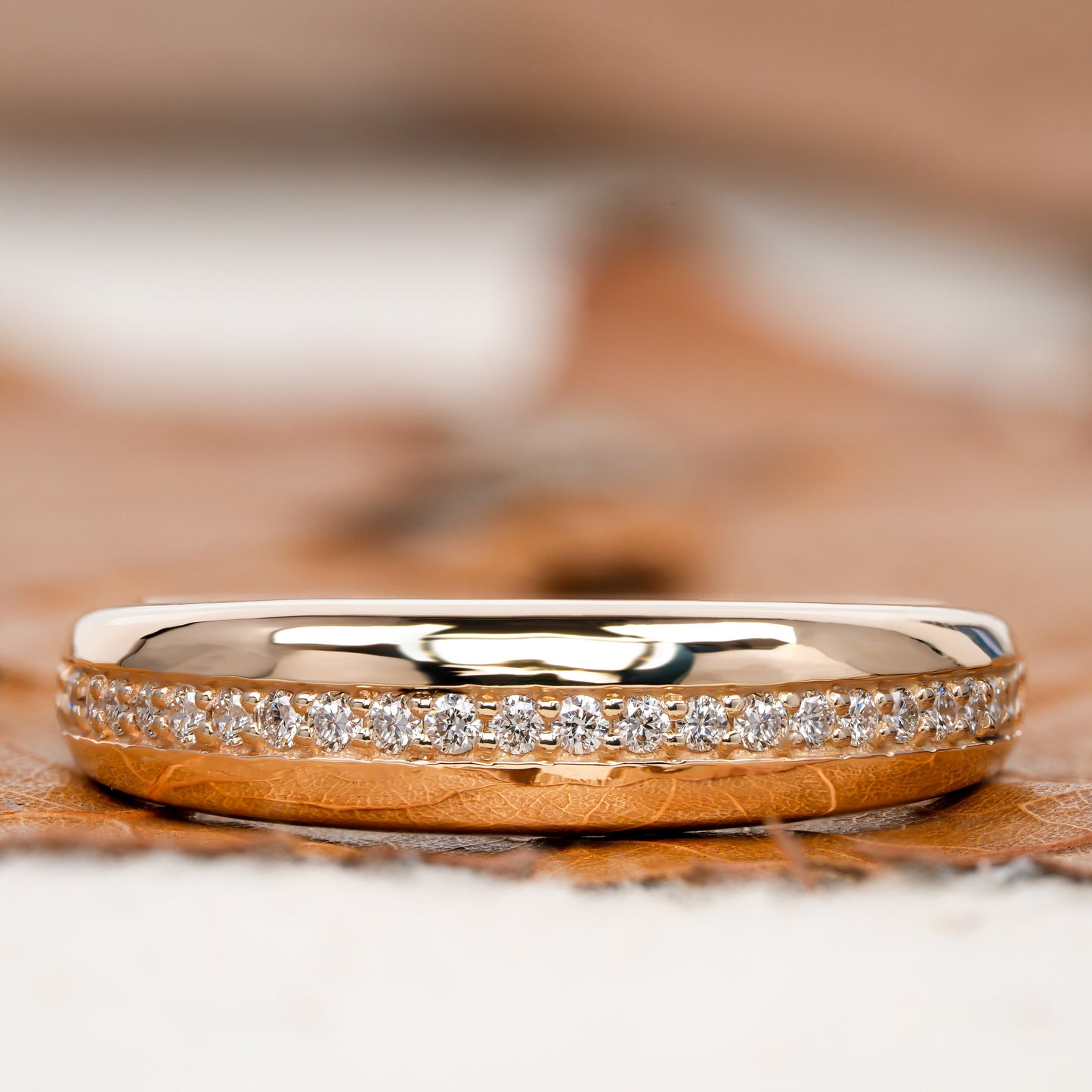 14K Gold Lab Diamond Bubble Dome Signet Ring