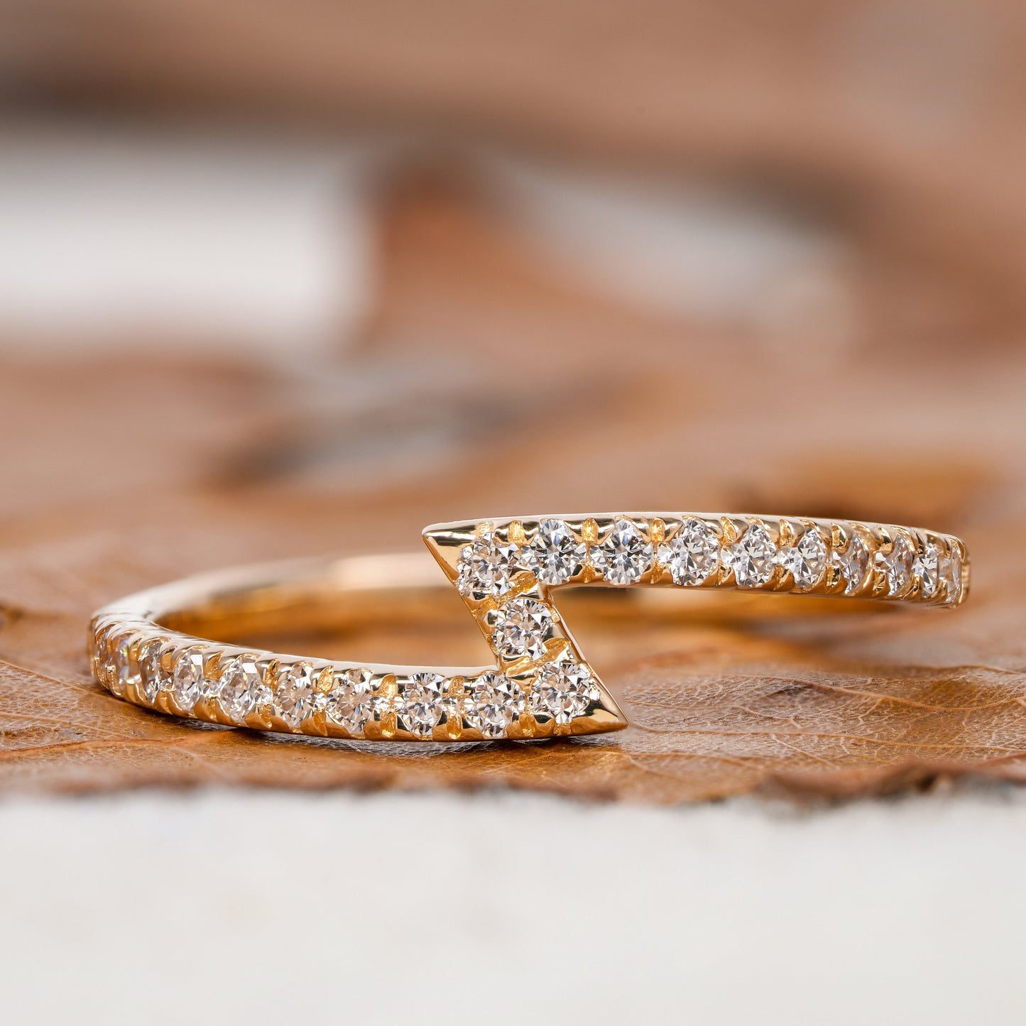 14K Gold Lab Diamond Zigzag Knuckle Ring