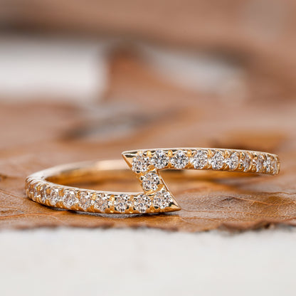 14K Gold Lab Diamond Zigzag Knuckle Ring