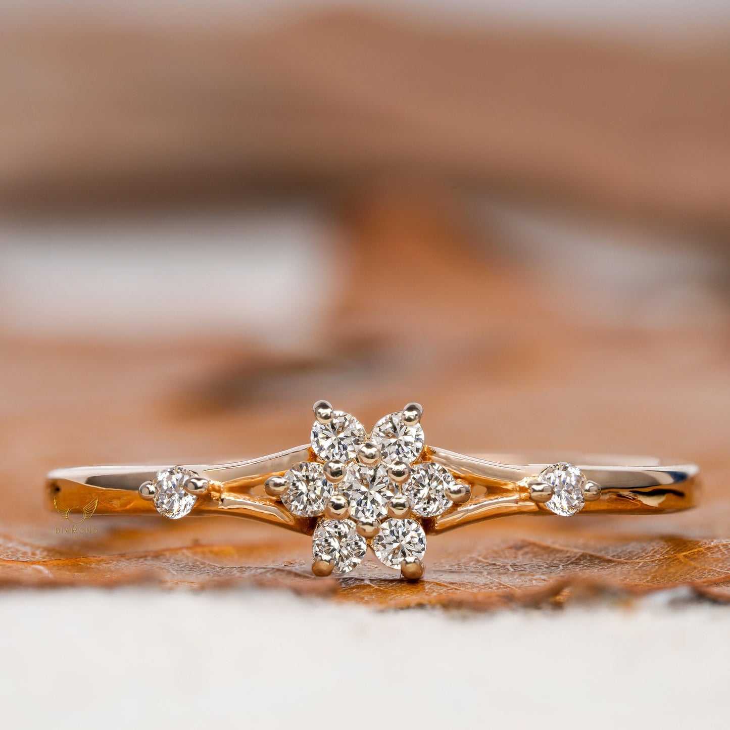Lab Grown Diamond Flower Cluster Ring – Minimalist Stackable Daily Wear