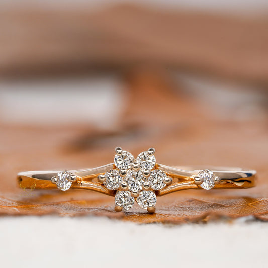 Lab Grown Diamond Flower Cluster Ring – Minimalist Stackable Daily Wear