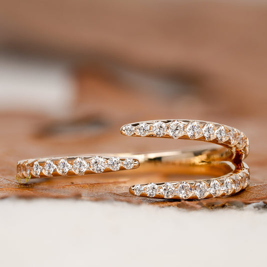 Minimalist Lab Diamond Double Claw Stacking Ring