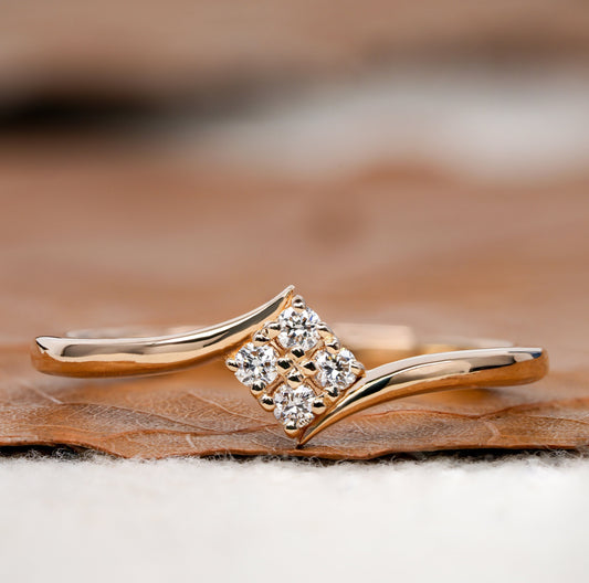 Lab Diamond Stacking Ring 14K Gold, Minimal Wedding Band 4 Stone