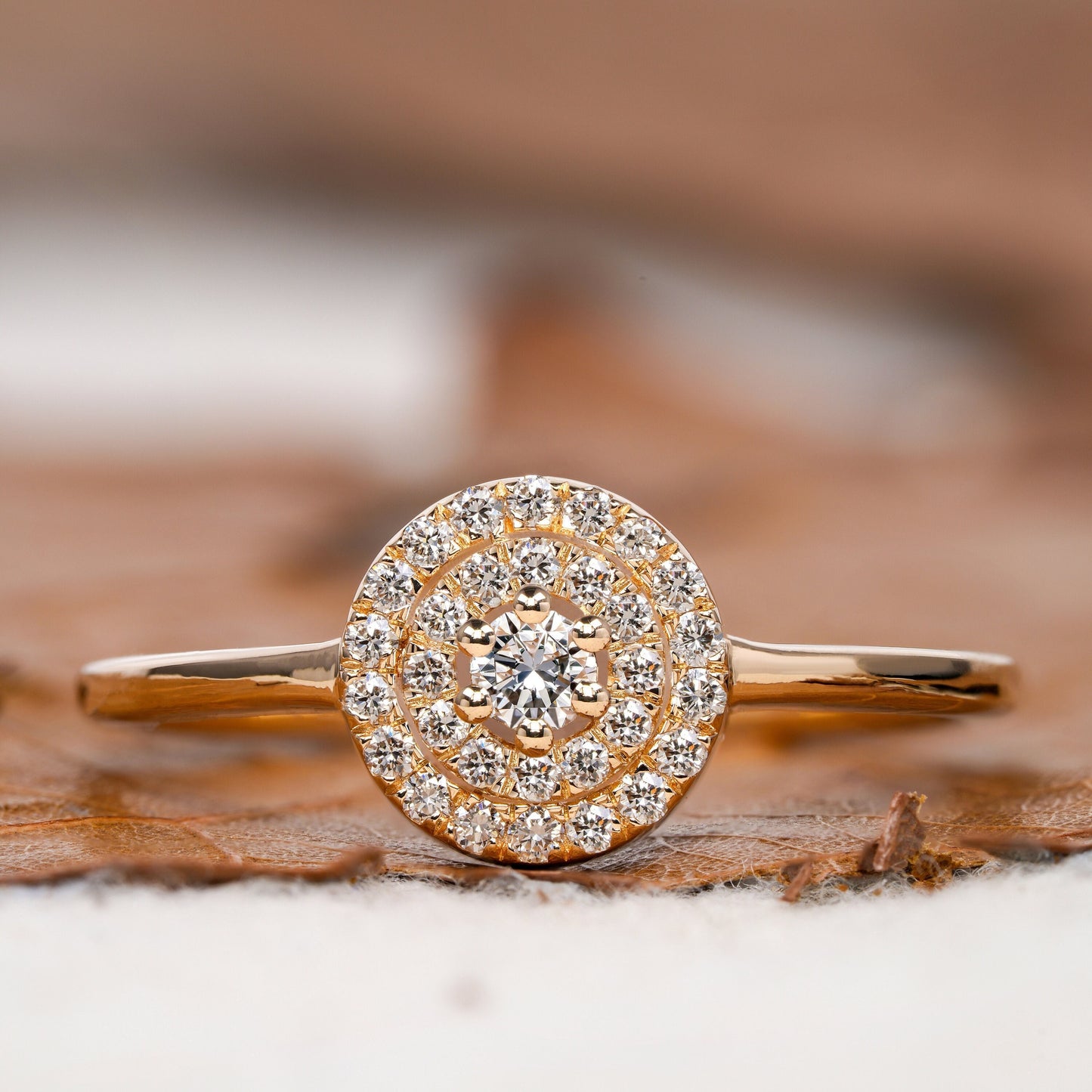 14K Gold Lab Diamond Double Halo Sparkle Ring