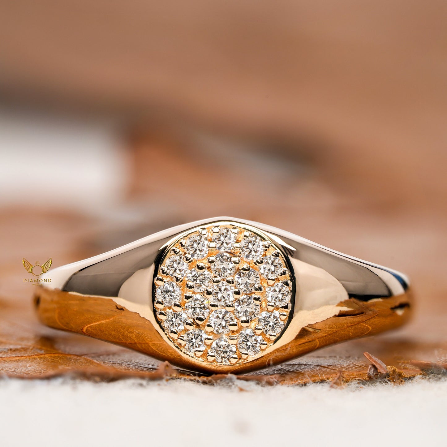 Lab Diamond Pave Signet Pinky Ring for Women