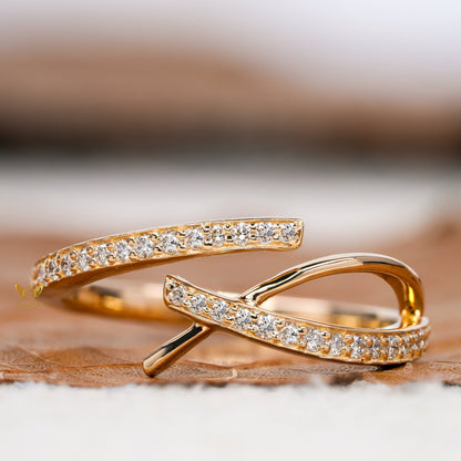 Lab Grown Diamond Crossover Pave Engagement Ring
