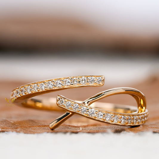 Lab Grown Diamond Crossover Pave Engagement Ring