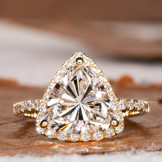 Trillion Cut 3CT Lab Diamond Halo Engagement Ring for Her