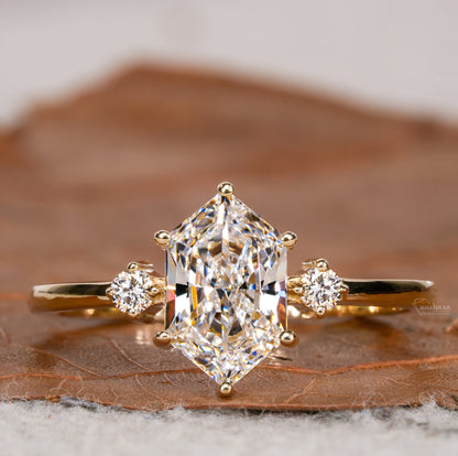 Dutch Marquise Lab Diamond Ring, Three-Stone Engagement Ring