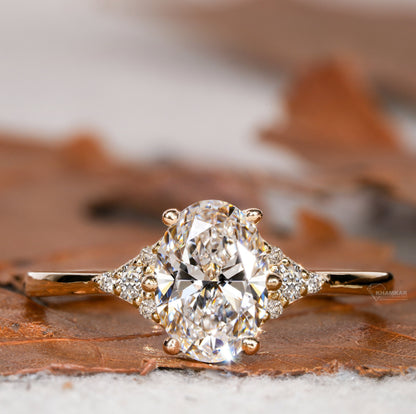 1CT Oval Cluster Lab Diamond Ring â€“ Wedding Ring for Her