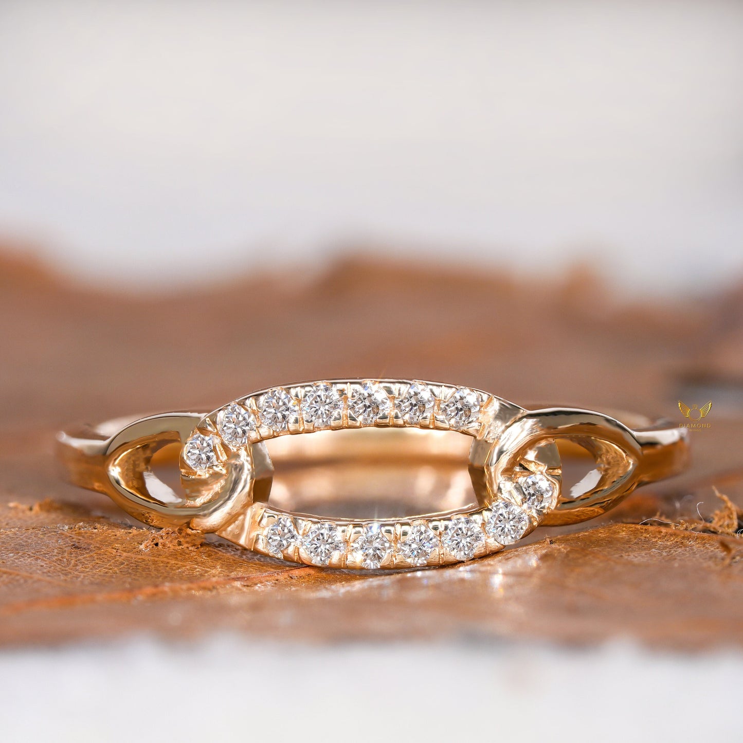 14K Gold Lab Diamond Minimalist Chain Link Ring