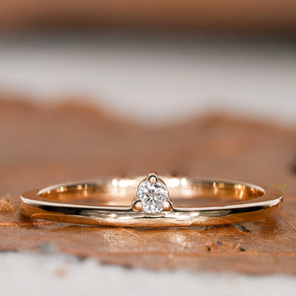 Single Diamond Ring, Lab Diamond Slim Ring,Minimalist Engagement Ring