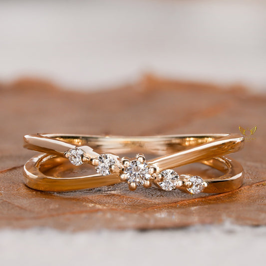 14K Gold Lab Grown Diamond 5 Stone Split Shank Ring