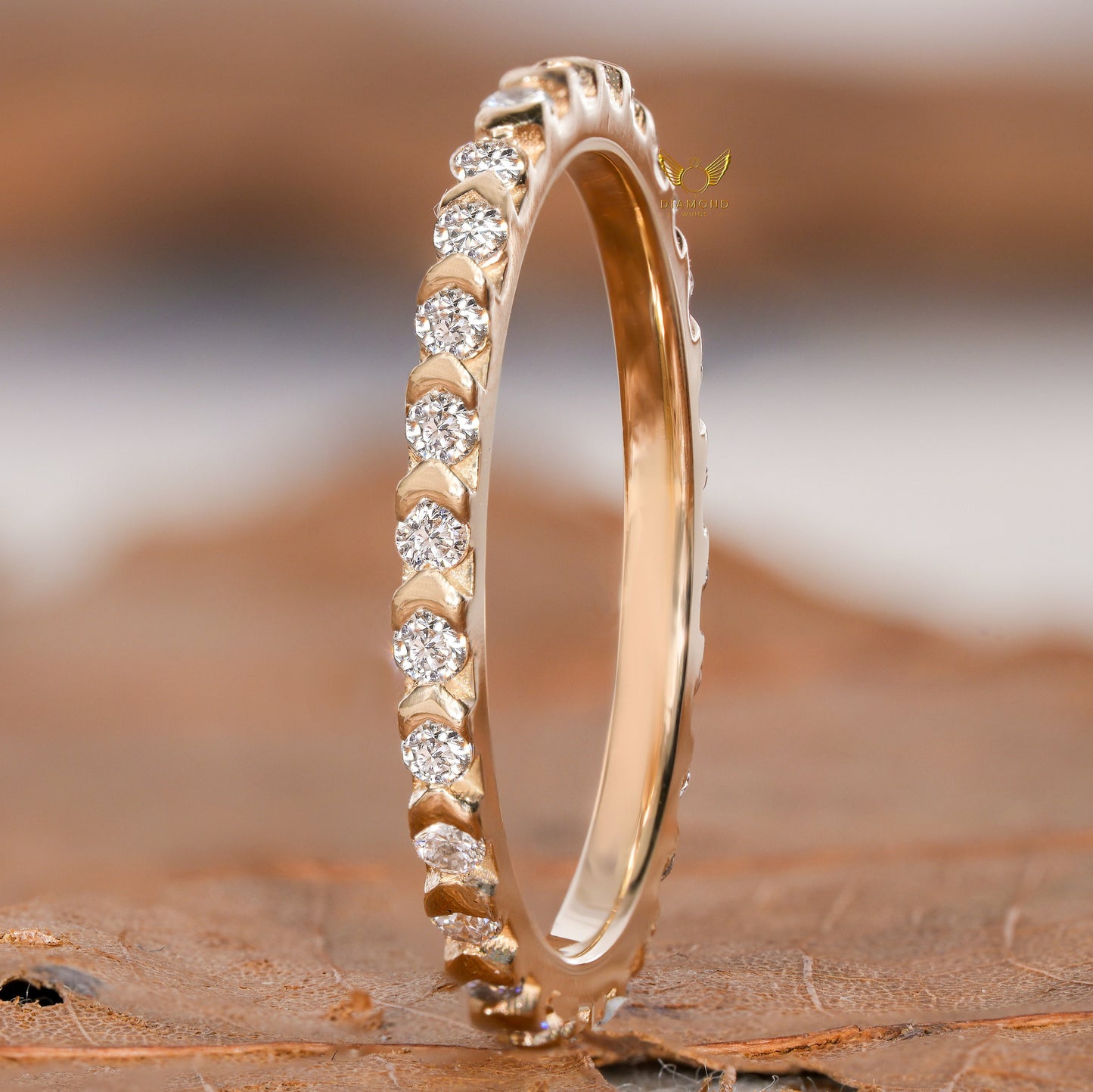 14K Gold Lab Diamond Full Eternity Bezel Wedding Band