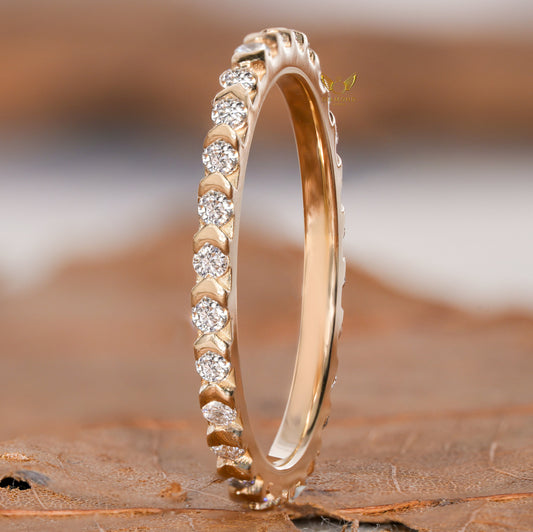 14K Gold Lab Diamond Full Eternity Bezel Wedding Band