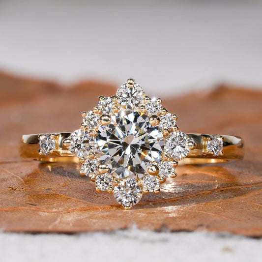 Round Lab Diamond Halo Ring 0.75CT â€“ Wedding Ring for Her