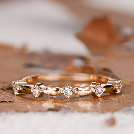 Half Eternity Knot Braided Stackable Wedding Band