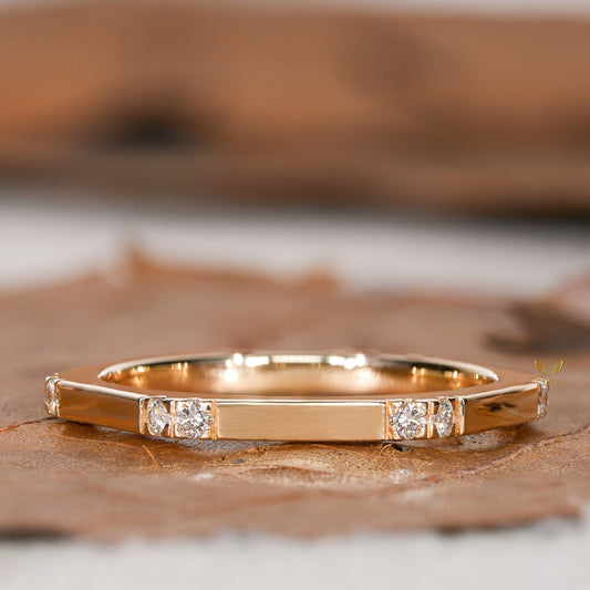 10K Gold Hexagon Ring Minimalist Lab Diamond