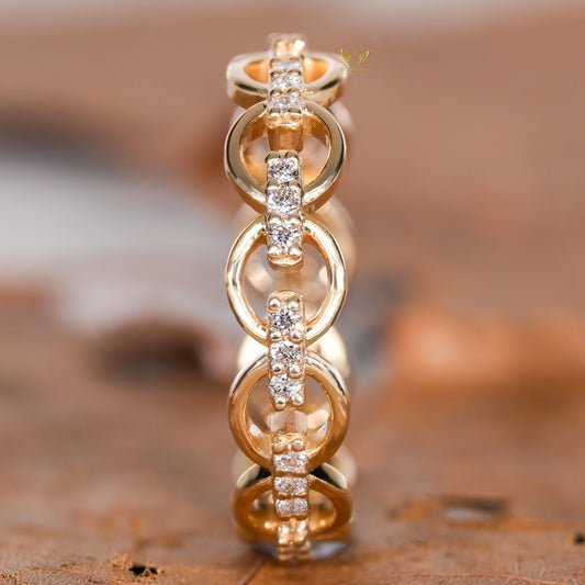 Lab Grown Diamond Open Chain Link Ring in 14K Gold