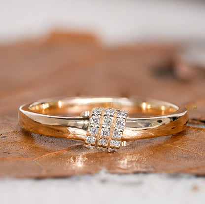 Lab Diamond Bubble Ring in 14K Gold | Dainty Minimalist Stacking Ring